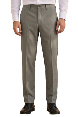 Men's Regular Fit Everyday Smart Wear Comfort Stretch Work Ready Solid Formal Trouser