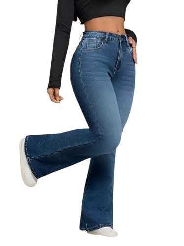 Women’s High Waist Jeans || Flared Bell Bottom Bootcut Pants || Wide Leg Stretch Denim – Perfect for Travel, Party & Everyday Use – Sizes 26–40 (2)