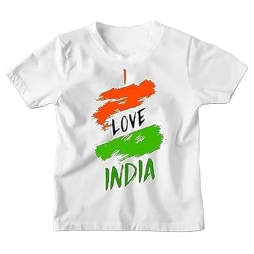 Pinox Republic Day/Independence Day White Printed T-Shirts Round Neck for Kids | Girl | Boy | Baby | Toddlers T-Shirts for Boys and Girls