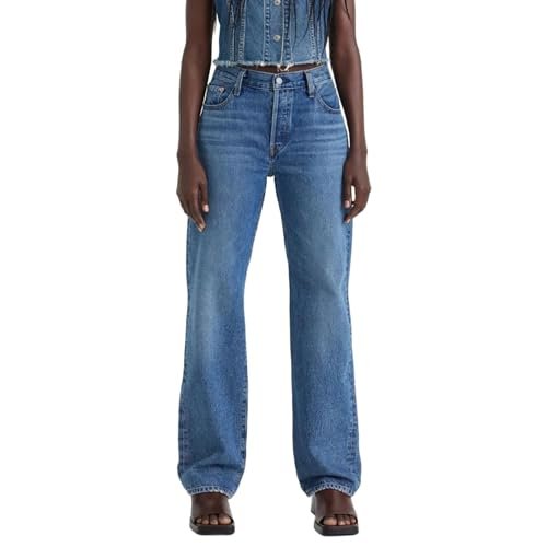 Women's High Rise 501 Straight Fit Blue Jeans - Image 5