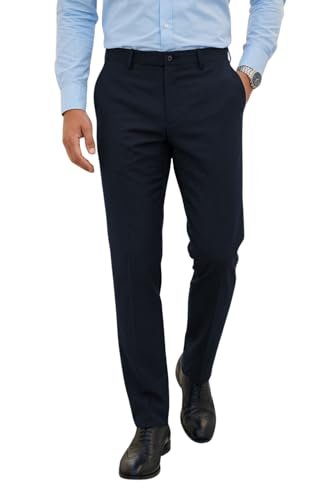 Men's Regular Fit Everyday Smart Wear Comfort Stretch Work Ready Solid Formal Trouser