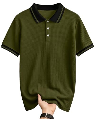 Men's Half Sleeve Regular Tshirt Striped Design Polo Neck T-Shirts