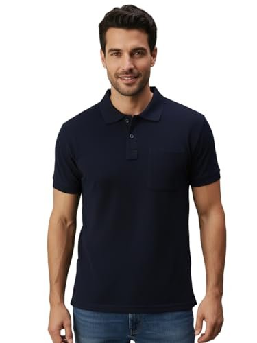 Men's Half Sleeve Soild Casual Regular Fit T-Shirt with Chest Pocket | Polo Tshirt for Men