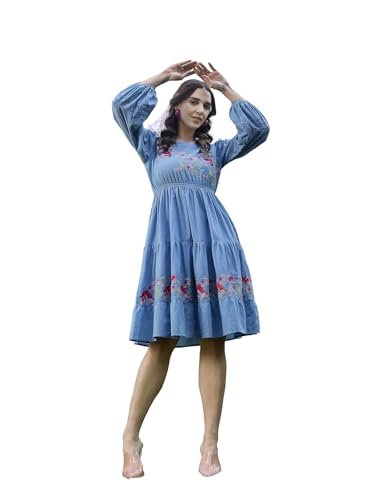 Stylum Women's Solid & Embroidered Cotton Tiered Dress