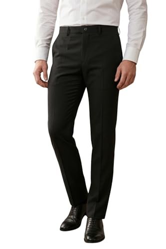Men's Regular Fit Everyday Smart Wear Comfort Stretch Work Ready Solid Formal Trouser