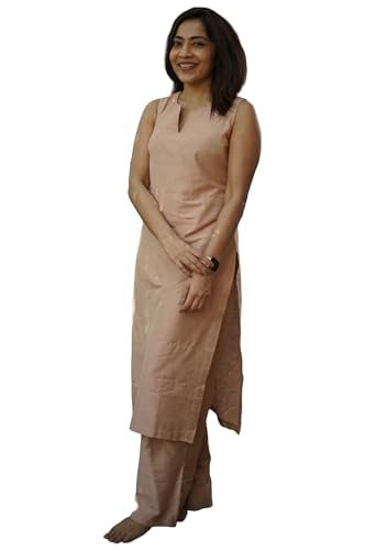 Designer Women’s Rayon Viscose Straight Solid Kurta with Palazzo Set | Sleeveless Ethnic Wear | Comfortable Two Piece Outfit for Office, Casual & Daily Use