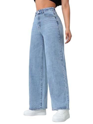Women's High Waisted Wide Leg Jeans – Baggy Denim Pants, Loose Fit Casual Straight Leg Pant for Girls & Womens
