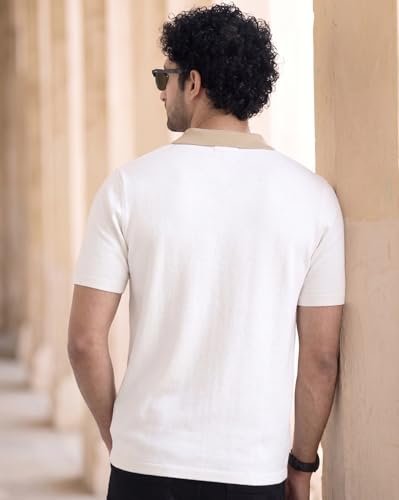 Men's Zip Collar Polo Tshirt | Cotton Rich Material | Half Sleeves | Modern Knit Panel Work | Regular Fit - Image 3