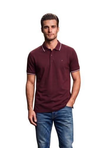 Men's Slim Fit Single-Tuck Pique Stylized Sleeve Print and Contrast Tipping Half Sleeve Solid Cotton Polo Tshirt