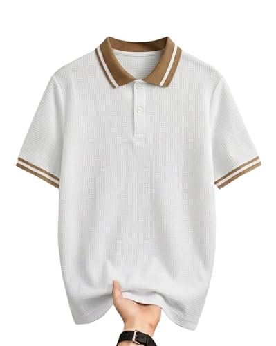 Men's Half Sleeve Regular Tshirt Striped Design Polo Neck T-Shirts