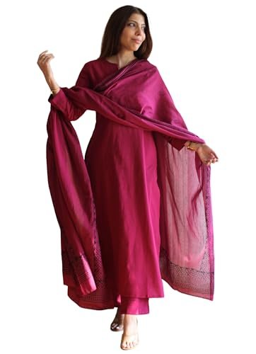 Women’s Poly Straight Solid Kurta with Narrow Pant & Dupatta | Elegant Ethnic Kurta Set for Women | 3 Piece Traditional Outfit | Comfortable Regular Fit | Full Length Kurta
