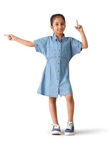 Girls Knee Length Pure Cotton Shirt Dress - Image 2