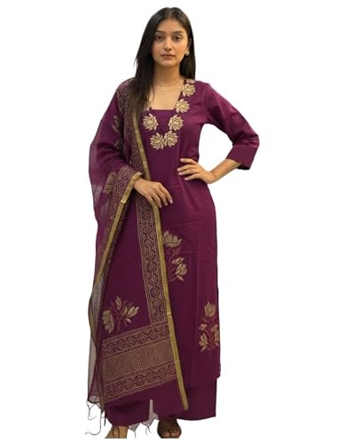 Designer Women's Rayon Viscose Straight fit Printed Embroidered Kurta with Pant & Dupatta | Ethnic Kurta Set for Women | Daily, Office & Festive Traditional