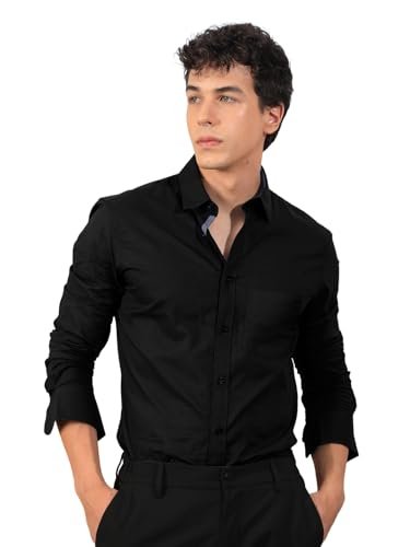 Mens Cotton Blend Regular Fit Long Sleeve Button Down White Shirt for Men Collared Casual Formal Soild Shirt