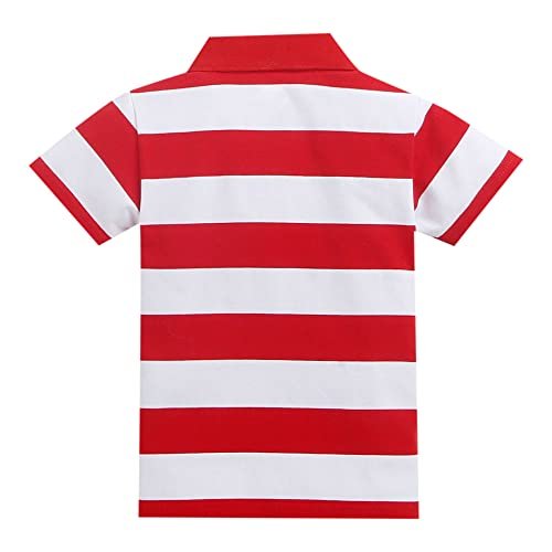 Boy's Cotton Regular Fit Stripe Print Polo T-Shirt - Image 4