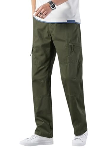 Men’s Cargo Pants | Casual Cotton Cargo Trousers for Men | Regular Fit Multi Pocket Outdoor Travel Pants | Stylish Comfortable Casual Bottom Wear for Men