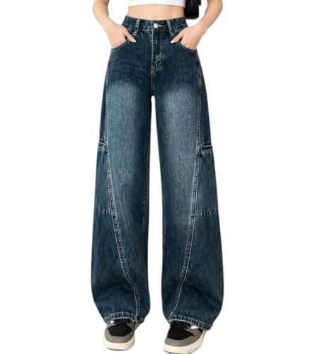 ODDMONKEY Baggy Jeans for Women || Korean Jeans for Women || Wide Leg Korean High Waist Baggy Denim Pants (Wjeans-7)