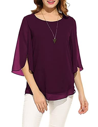 PLADO Women's and Girls Georgette Top Maroon (40 Pics)
