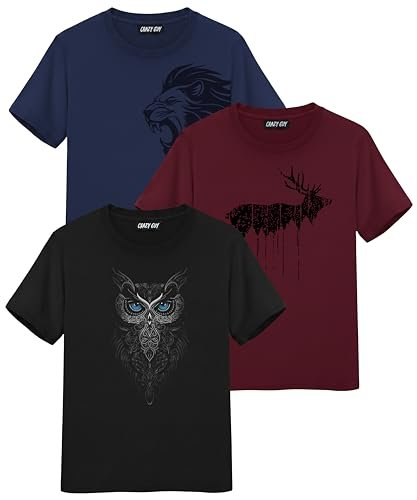 Crazy Guy Boys Round Neck Half Sleeve Pure Cotton Tshirt | Boys T-Shirt Combo | Printed Tee | Combo Pack of 3