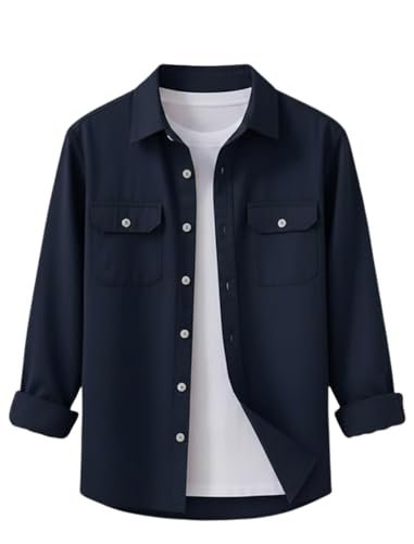 Men’s Stylish Cotton Blend Casual Shirt || Full Sleeve Button-Down Shirt with Dual Flap Pockets || Comfortable Breathable Fabric || Perfect for Casual Office and Outing Wear