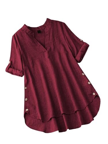 TADKEE Women's Linen Blend Solid Regular Fit Tunic Top (20 Pics)