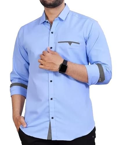 Men's Regular Fit Solid Soft Touch Cotton Casual Shirt with Pocket Design with Spread Collar & Full Sleeves (Available in Plus Size)