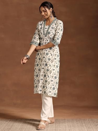 New Cotton Leaf Printed Casual Straight Kurta for Women | Women Formal Kurti - Image 4