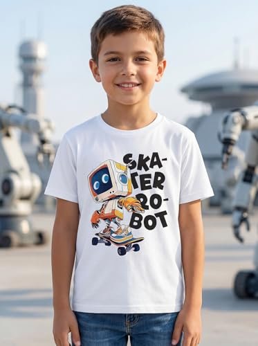 Boys Round Neck Printed Blended Cotton Tshirt -Combo Pack of 2 - Orange/Blue - Image 4