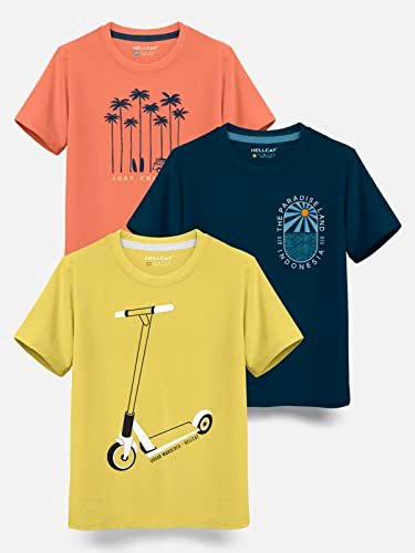 Trendy Typographic Printed Cotton Blend Half Sleeve T-Shirt for Boys - Pack of 3 - Image 4