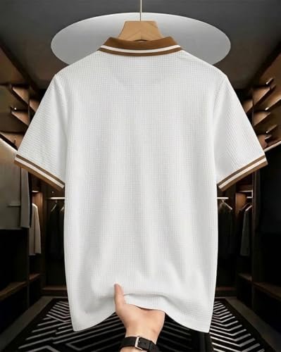 Men's Half Sleeve Regular Tshirt Striped Design Polo Neck T-Shirts - Image 3