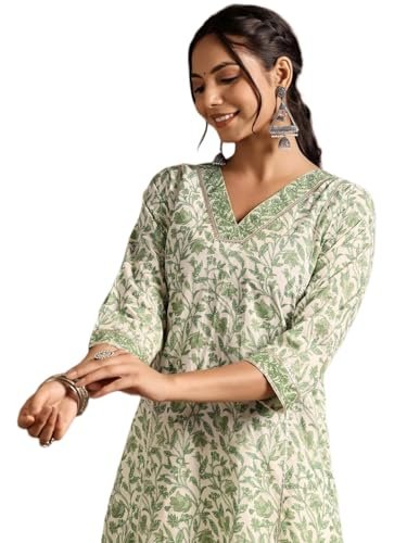 New Cotton Leaf Printed Casual Straight Kurta for Women | Women Formal Kurti