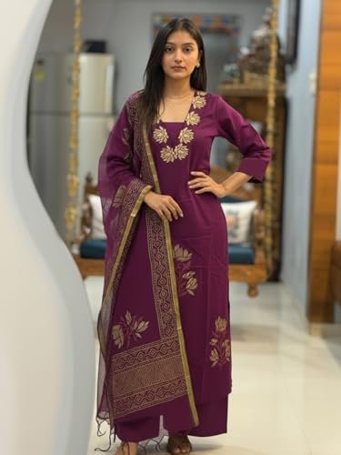 Designer Women's Rayon Viscose Straight fit Printed Embroidered Kurta with Pant & Dupatta | Ethnic Kurta Set for Women | Daily, Office & Festive Traditional - Image 6