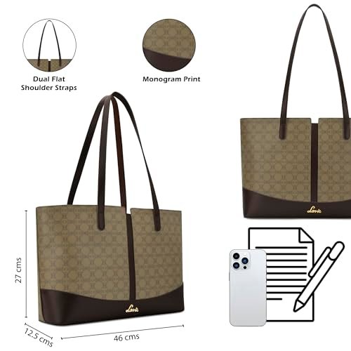 Women's Mono Freya Monogram Print Tote Bag for Women | Tote Bag for Work | Ladies purse | Stylish Shoulder Bag | Gift for Women - Image 6