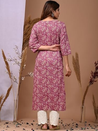 FIRSTRAIN Women Cotton Straight Printed Kurti | Soft Breathable Kurta for Office & Casual Use | | Trendy Festive & Regular Wear Cotton Kurti - Image 3