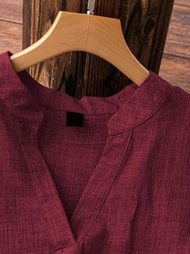 TADKEE Women's Linen Blend Solid Regular Fit Tunic Top (20 Pics) - Image 2
