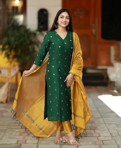 Printed Kurta for Women | Kurti Set Woman | Kurta with Pant & Dupatta | Straight Ethnic Suit | Indian Outfit Ladies Dress Stylish Traditional Clothing Party Office - Image 2