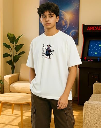 Samurai Warrior Oversized T-Shirt for Kids 4–17 Years | Anime Samurai Front & Back Print | Boys & Girls Cotton Casual Tee - Image 6