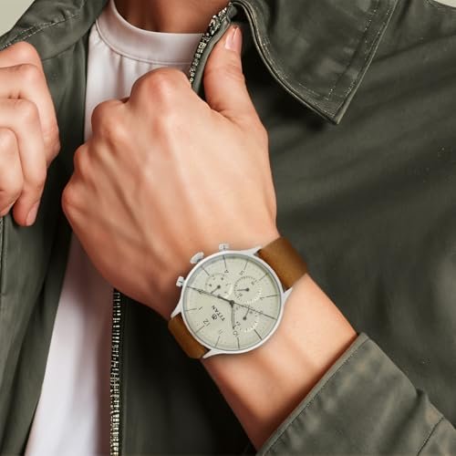 On Trend Quartz Multifunction Beige Dial Tan Leather Strap Watch for Men - NT90102SL01 - Image 6