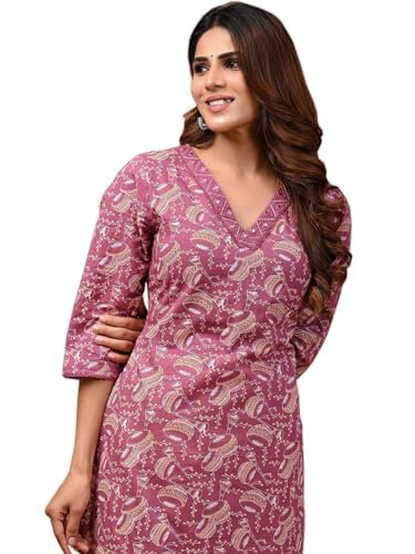 FIRSTRAIN Women Cotton Straight Printed Kurti | Soft Breathable Kurta for Office & Casual Use | | Trendy Festive & Regular Wear Cotton Kurti