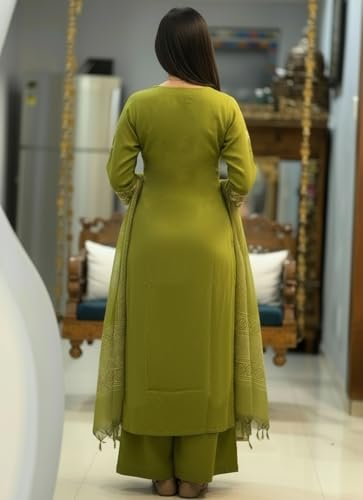 Designer Women's Rayon Viscose Straight fit Printed Embroidered Kurta with Pant & Dupatta | Ethnic Kurta Set for Women | Daily, Office & Festive Traditional - Image 2