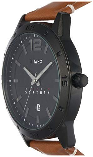 Analog Watch for man with Black Round Dial & Tan Leather Strap Band Water Resistant Men's Wrist Watches - TW000U934 - Image 4
