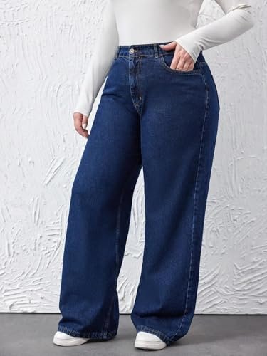 Women's Plus Size Straight Fit High Waist Wide Leg Jeans for Stylish Trendy Look - Image 5