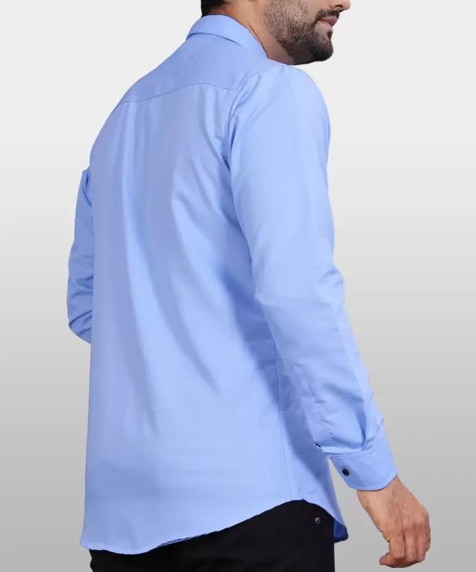 Men's Regular Fit Solid Soft Touch Cotton Casual Shirt with Pocket Design with Spread Collar & Full Sleeves (Available in Plus Size) - Image 2