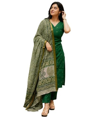 Kurta Set Women Viscose Printed | Kurti Set Woman | Kurta Pant Dupatta 3 Piece Outfit | V-Neck Elbow Length Sleeve Straight Fit Ethnic Wear Ladies Dress Stylish Traditional