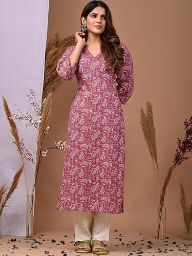 FIRSTRAIN Women Cotton Straight Printed Kurti | Soft Breathable Kurta for Office & Casual Use | | Trendy Festive & Regular Wear Cotton Kurti - Image 2