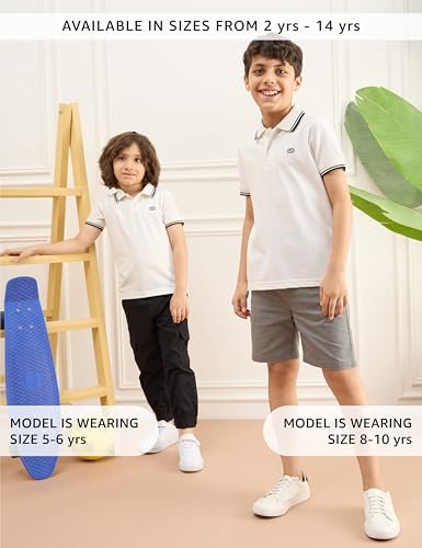 Boys Cotton Rich Solid Polo Tshirt | Collar Tshirts | Half Sleeves | Plain-Regular Fit - Image 2