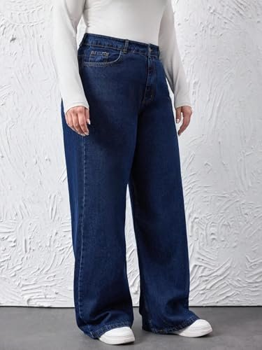 Women's Plus Size Straight Fit High Waist Wide Leg Jeans for Stylish Trendy Look - Image 6