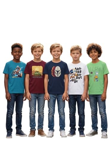 Boys Round Neck Printed Blended Cotton Tshirt -Combo Pack of 2 - Orange/Blue - Image 2