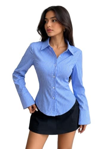 Women Relaxed Fit Vertical Striped Casual Shirt (20 Pics)