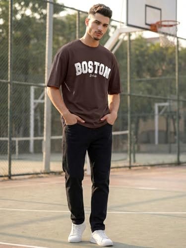 Men's Half Sleeve Round Neck Cottonblend Graphic Print Oversized - Image 5